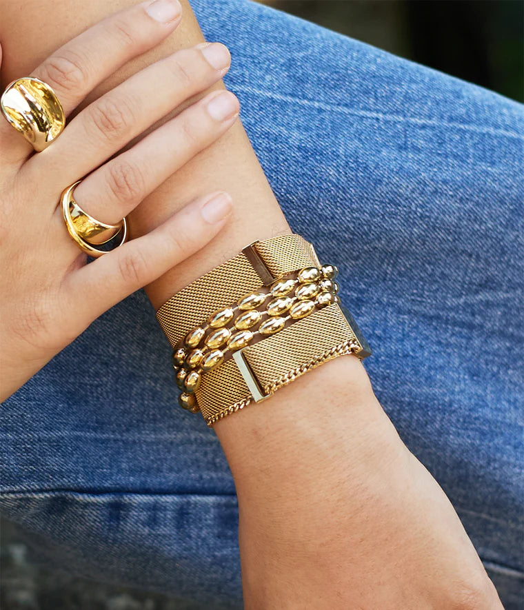  Bracelet Nyra Zag Bijoux en acier doré multi-rangs