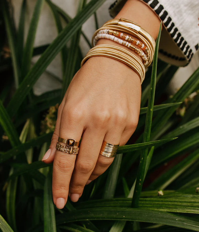 Bracelet Pizarro Zag Bijoux – Lot de 7 bracelets semainiers en acier doré
