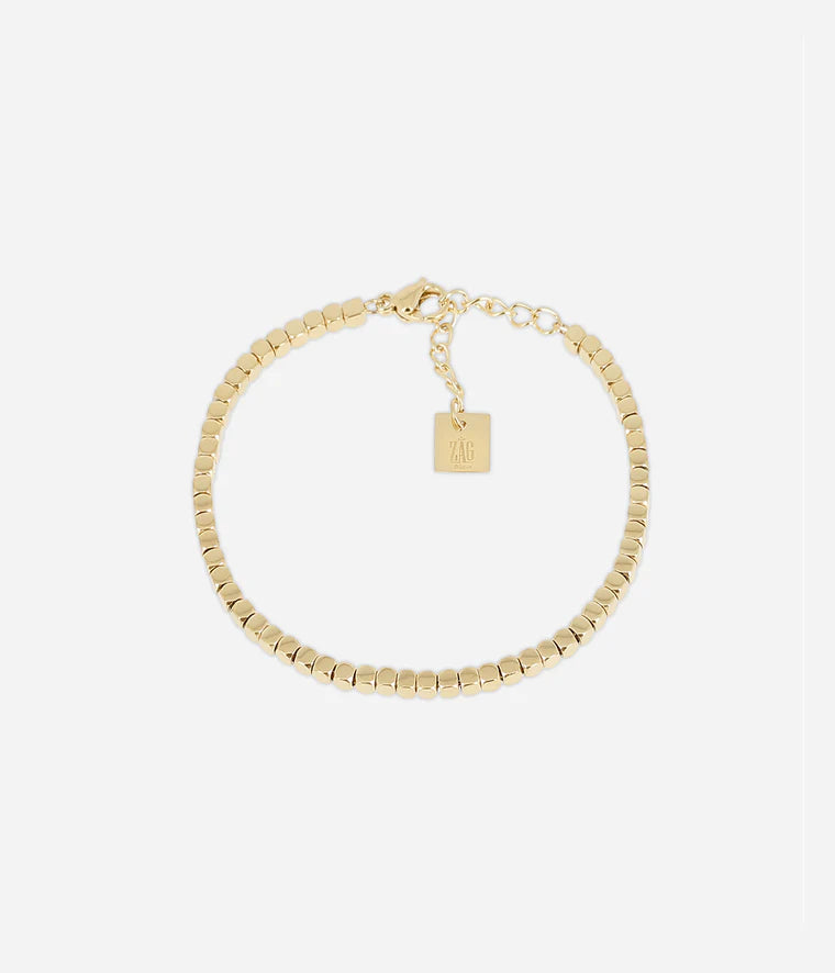 Bracelet Ursula Zag Bijoux – Acier doré à empiècements carrés
