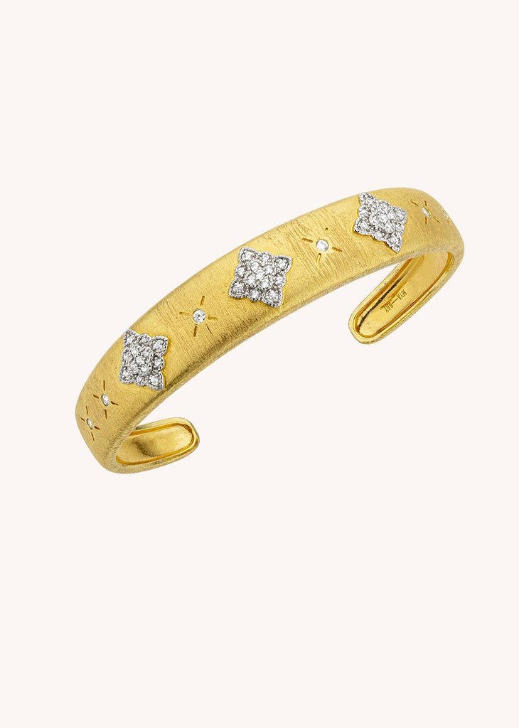 Bracelet manchette MYA BAY Mira Cuff – Or brossé & détails argentés
