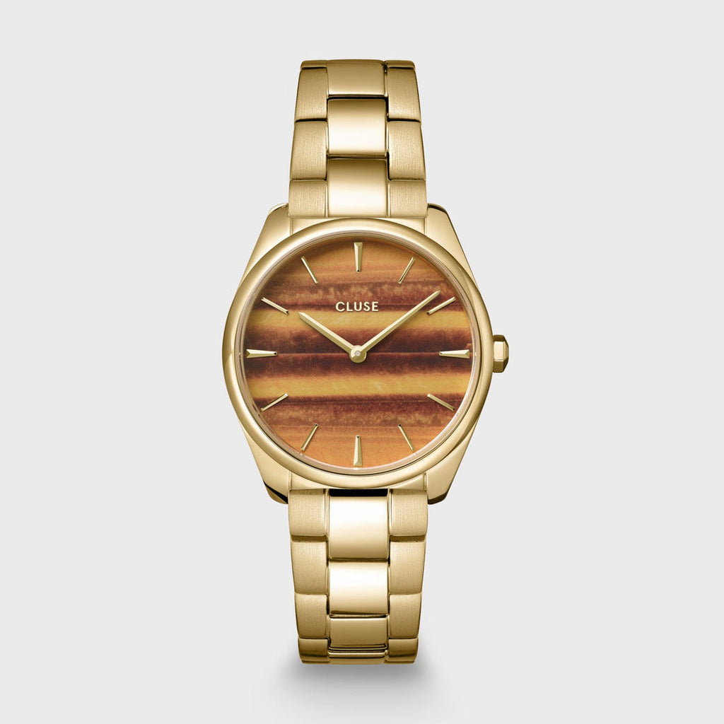 FÉROCE PETITE WATCH STEEL TIGERS'S EYE, GOLD COLOUR CW11218
