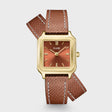 MONTRE CLUSE GRACIEUSE PETITE DOUBLE LEATHER NUTSHELL, GOLD COLOUR