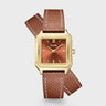 MONTRE CLUSE GRACIEUSE PETITE DOUBLE LEATHER NUTSHELL, GOLD COLOUR