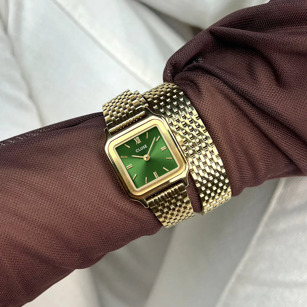 Gracieuse Petite Watch Double Steel, Forest Green, Gold Colour
