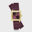 MONTRE CLUSE GRACIEUSE PETITE DOUBLE CROCODILE LEATHER, WINE GOLD