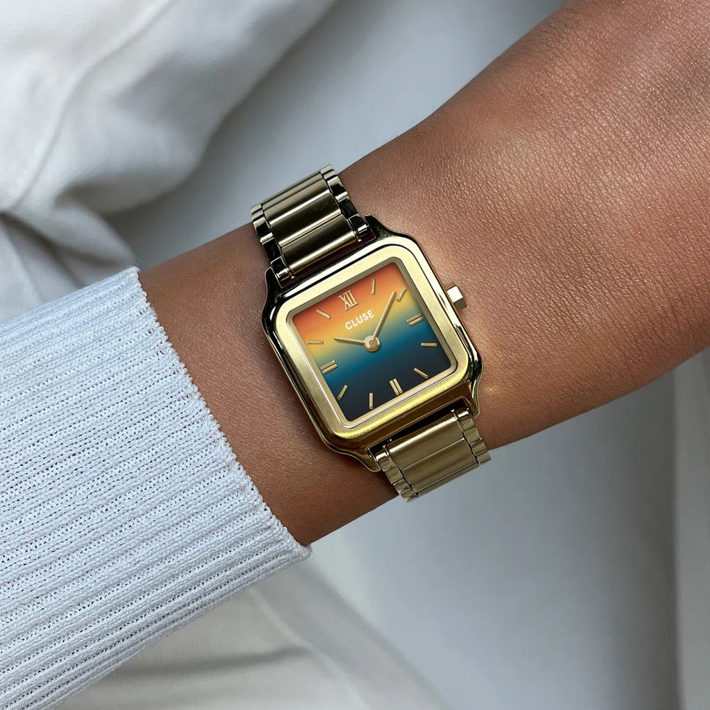 Montre Cluse Gracieuse Petite Femme – Boîtier doré 24 mm, cadran Sunset & bracelet acier