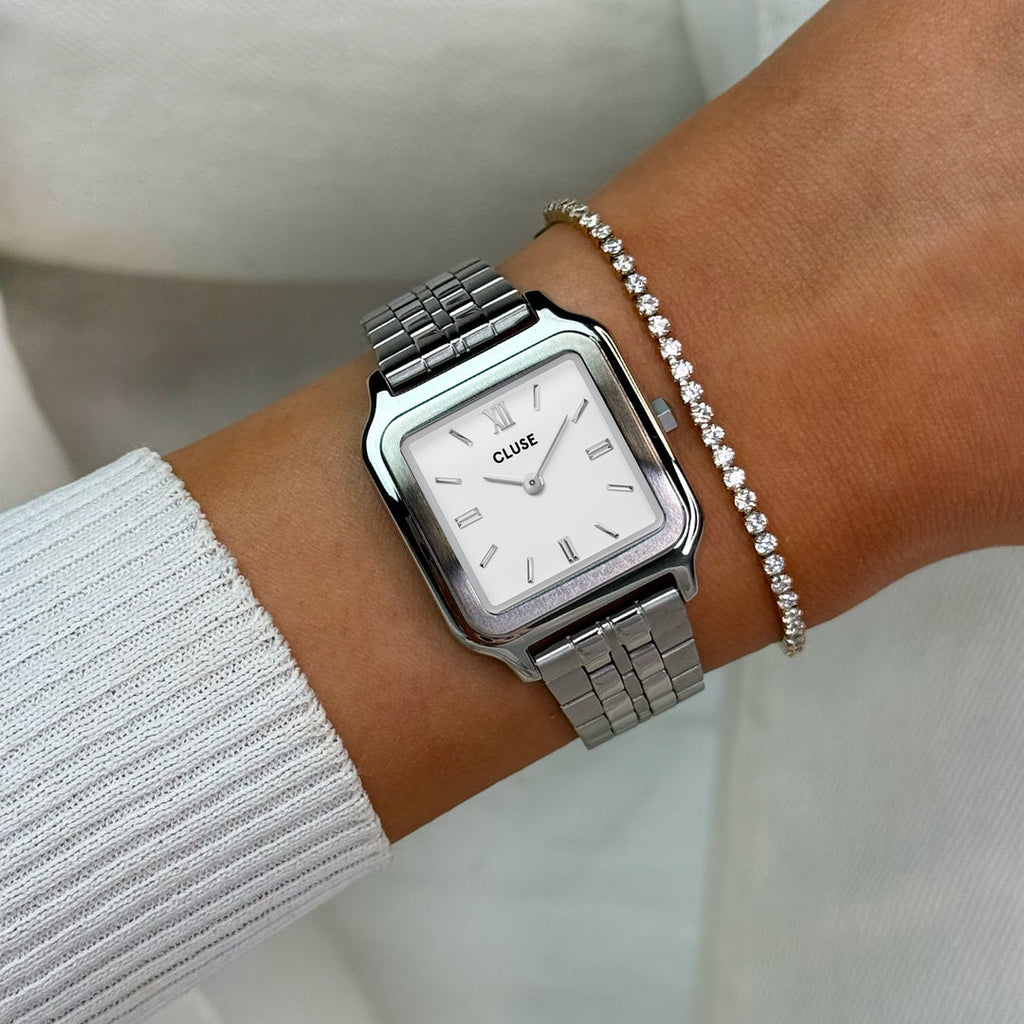 GRACIEUSE WATCH STEEL, WHITE, SILVER COLOUR