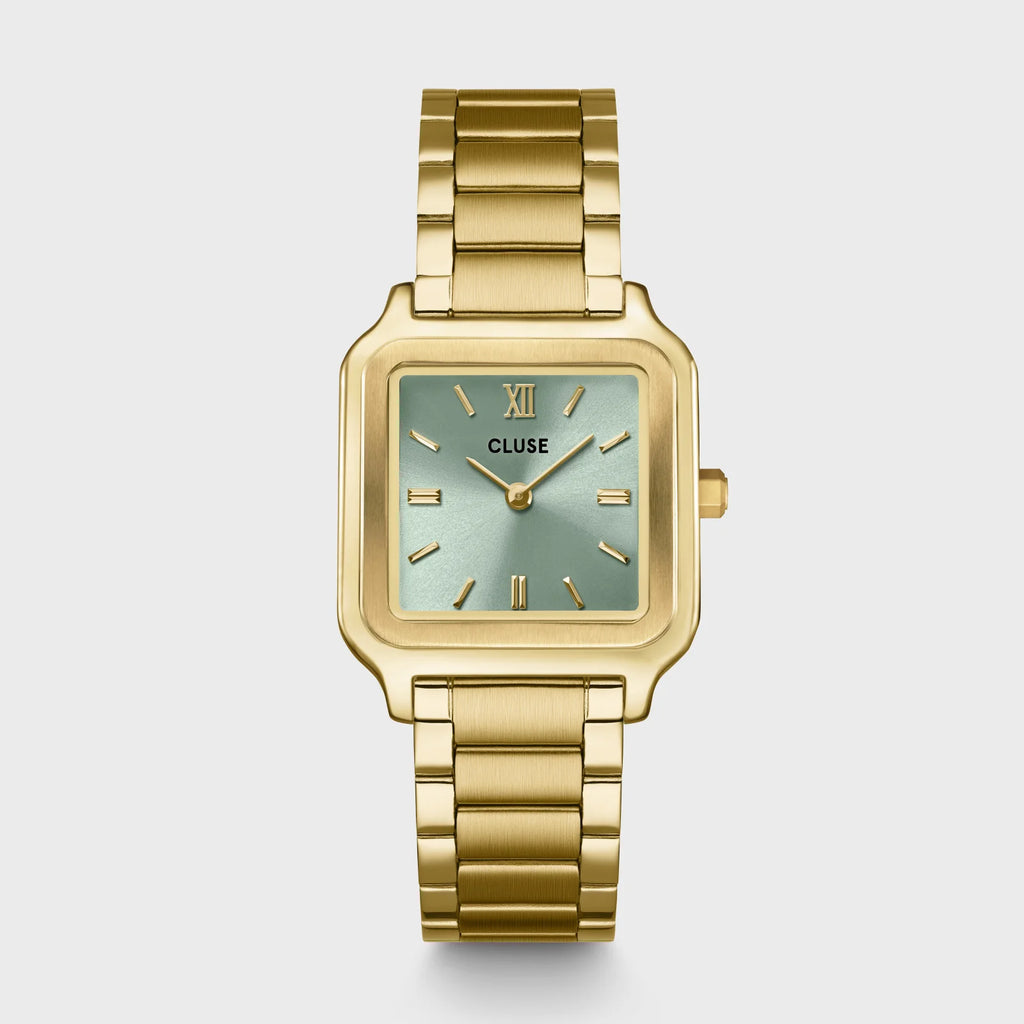 Montre Cluse Gracieuse vert sauge et or

