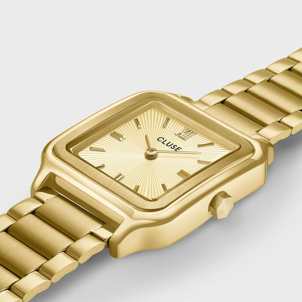 Montre Cluse Gracieuse Femme – Boîtier doré 28 mm, cadran texturé Sunray & bracelet acier