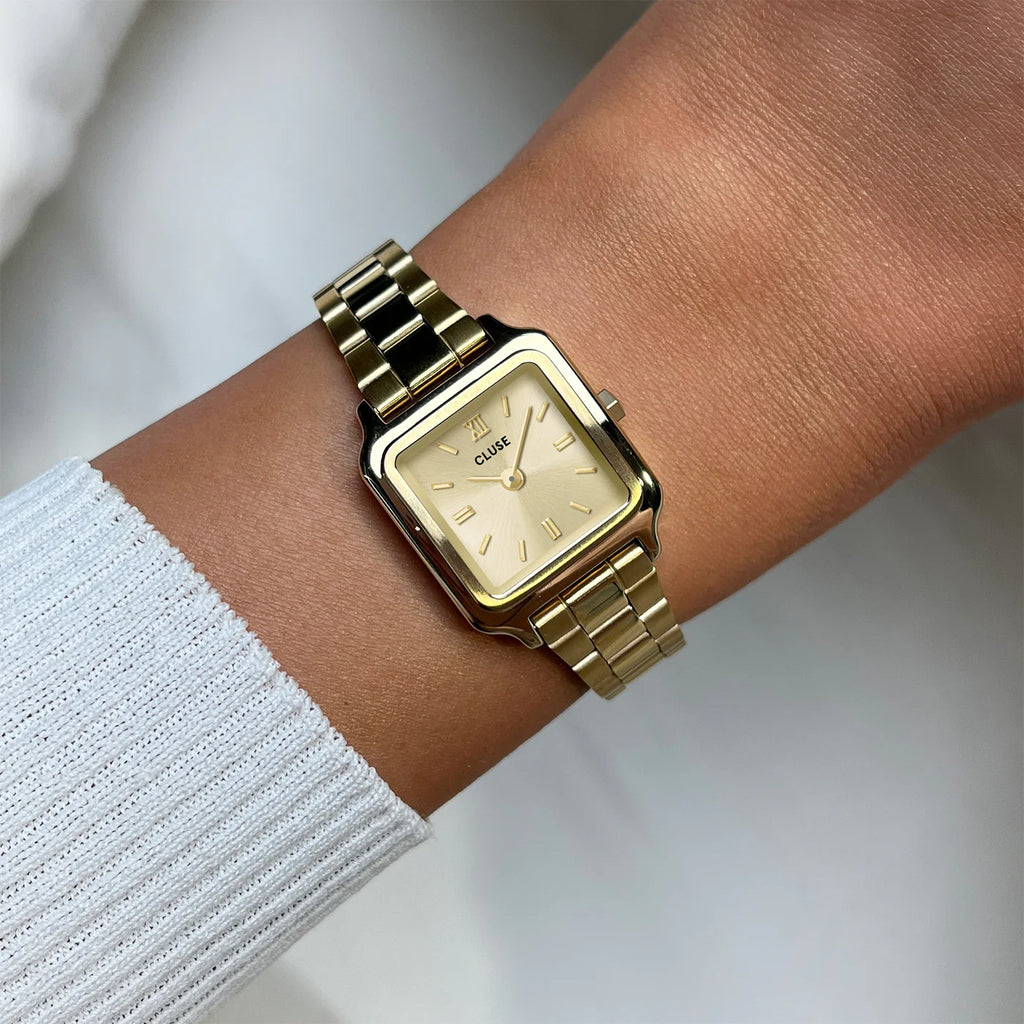 Montre Cluse Gracieuse Mini Femme – Boîtier doré 21 mm, cadran doré & bracelet acier 12 mm