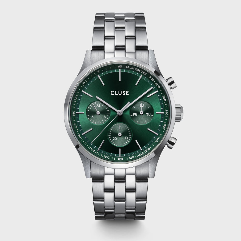 ANTHEOR MULTIFUNCTION WATCH STEEL GREEN, SILVER COLOUR