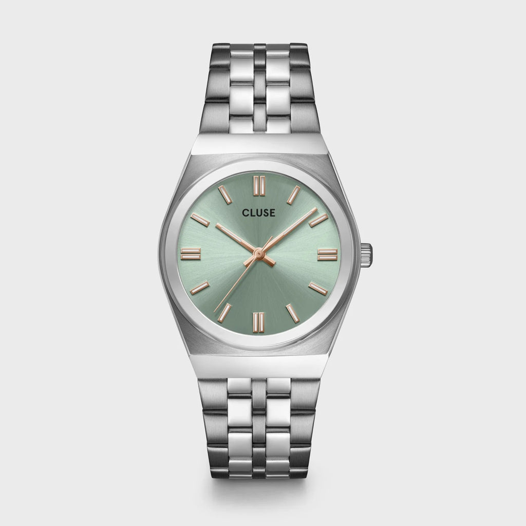 Montre Cluse Retro 70's Watch Steel, Sage Green, Silver Colour