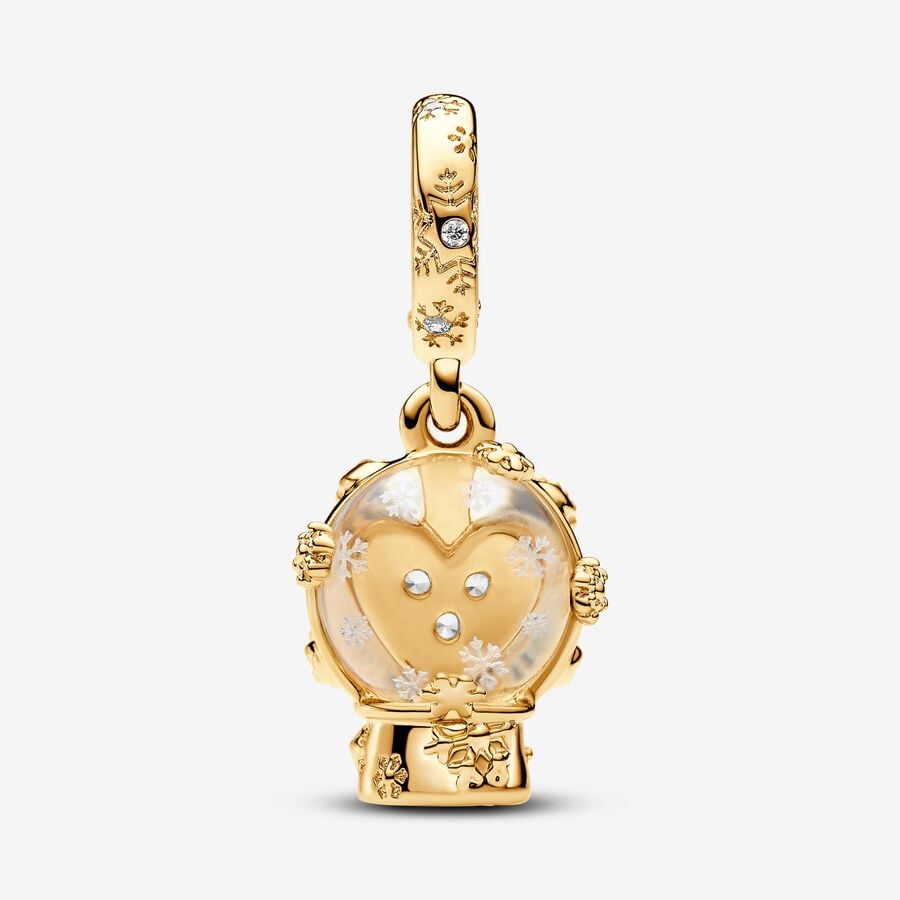 Charm Pendant Boule de Neige Cœur et Flocon