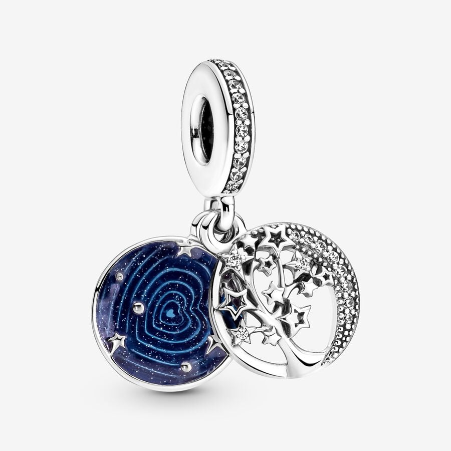 Charm Pendant Double Arbre & Lune de la Galaxie