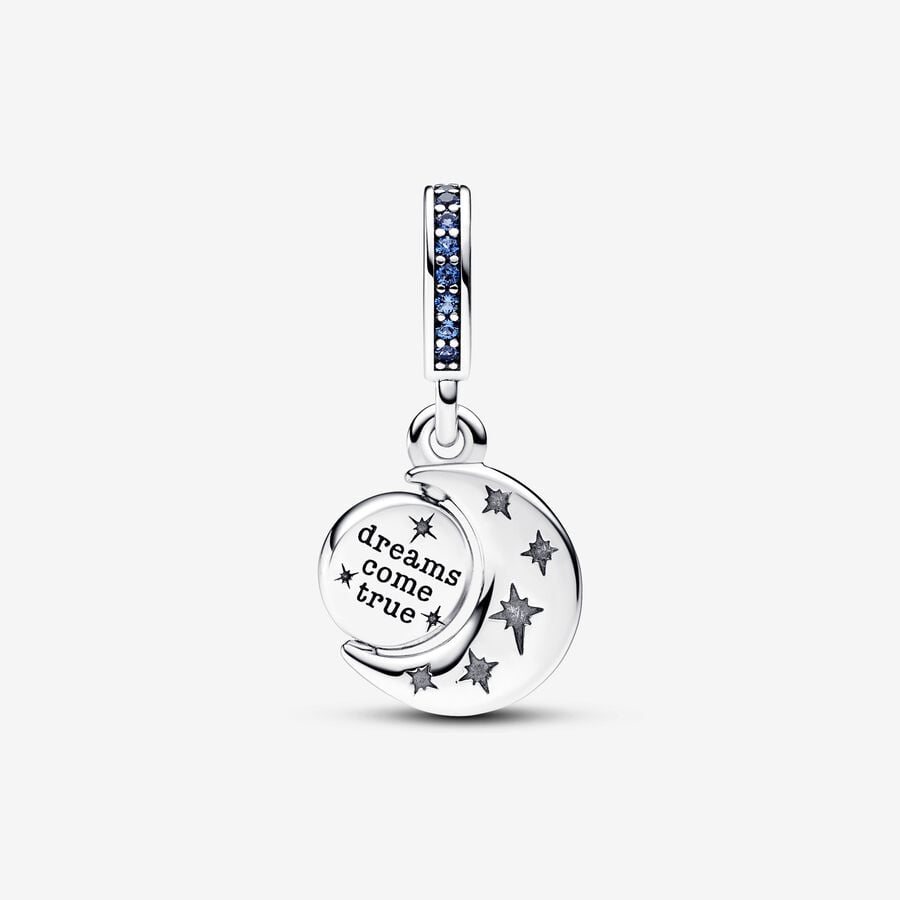 Charm Pendant Rotatif Lune Scintillante