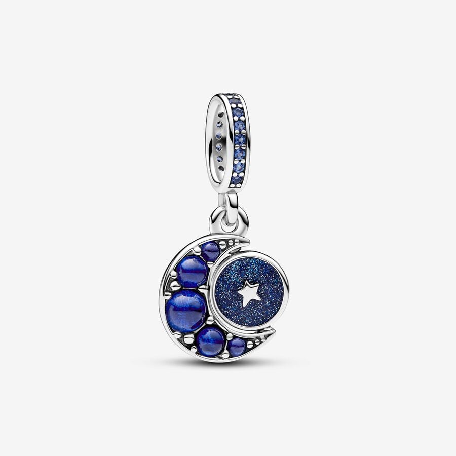 Charm Pendant Rotatif Lune Scintillante