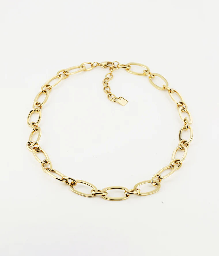 Collier Alix Zag Bijoux en acier doré à l’or fin, gros maillons 11x20 mm