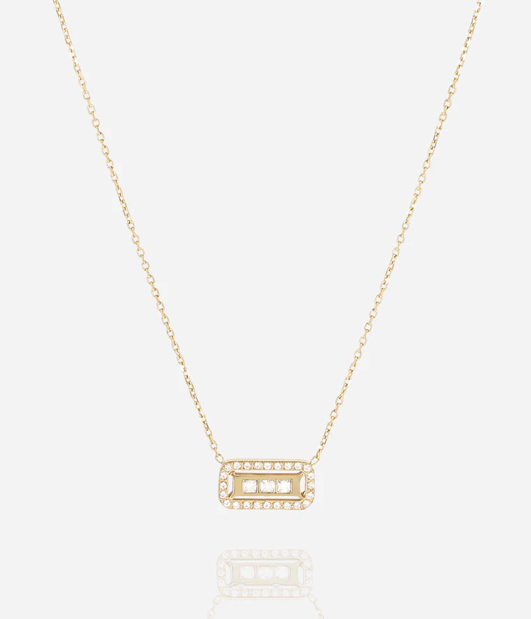 Collier Cléophée Zag Bijoux avec pendentif rectangle serti de zirconiums