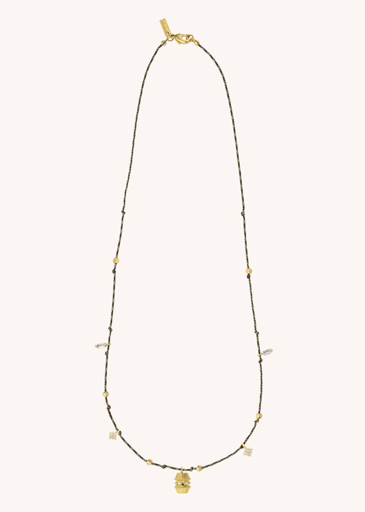 Collier MYA BAY Talisman Liberty – Doré à l’or fin recyclé 24 carats & cordon noir
