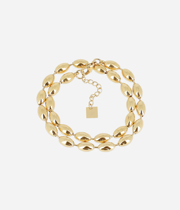 Collier Nyra Zag Bijoux – Acier doré à maillons grains de riz
