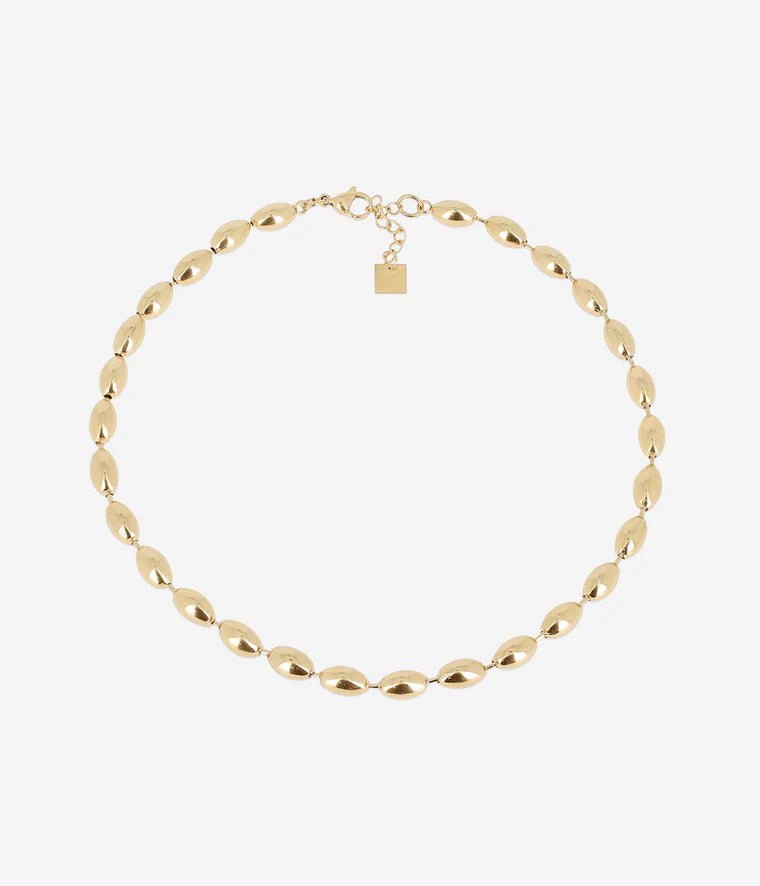 Collier Nyra Zag Bijoux – Acier doré à maillons grains de riz
