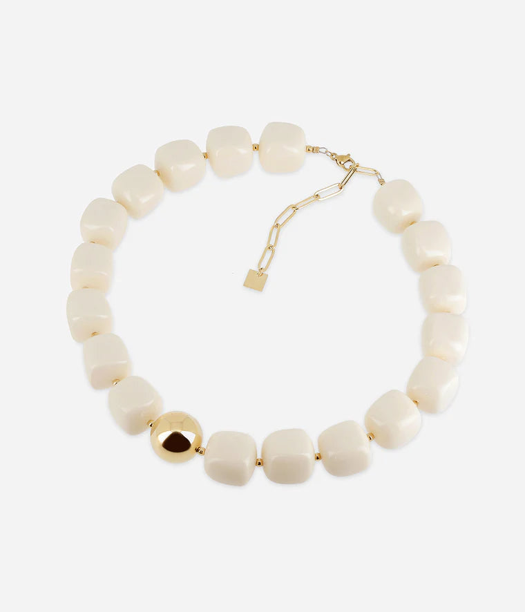 Collier Laïos Zag Bijoux en acier doré à l’or fin avec perles colorées blanc