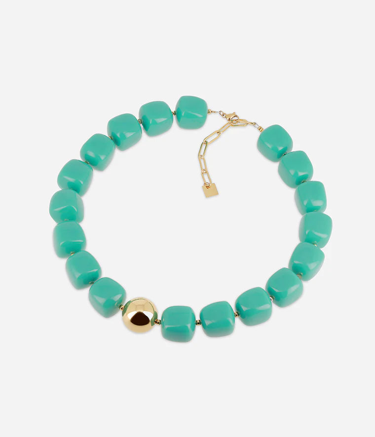 Collier Laïos Zag Bijoux en acier doré à l’or fin avec perles colorées bleu