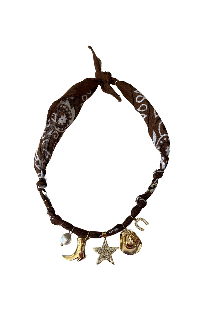 Collier chapeau santiag Cow-boy lover choco
