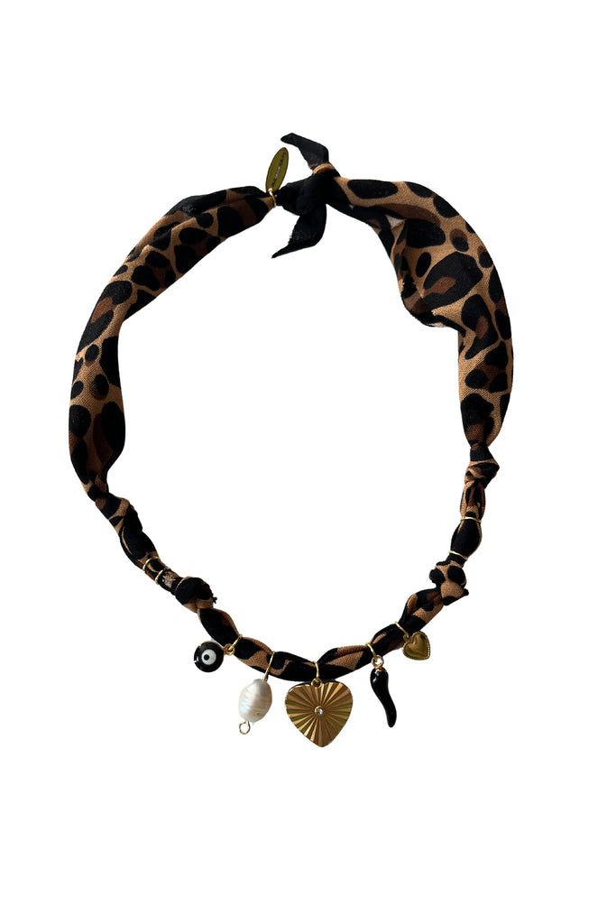 Collier coeur indi léopard
