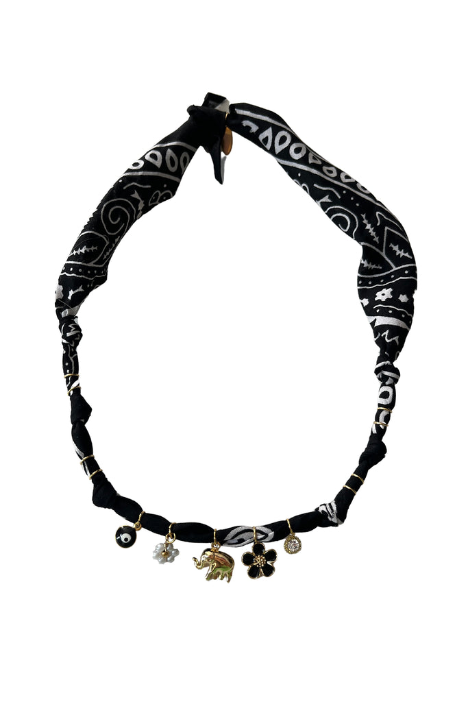 Collier éléphant doré Indi noir

