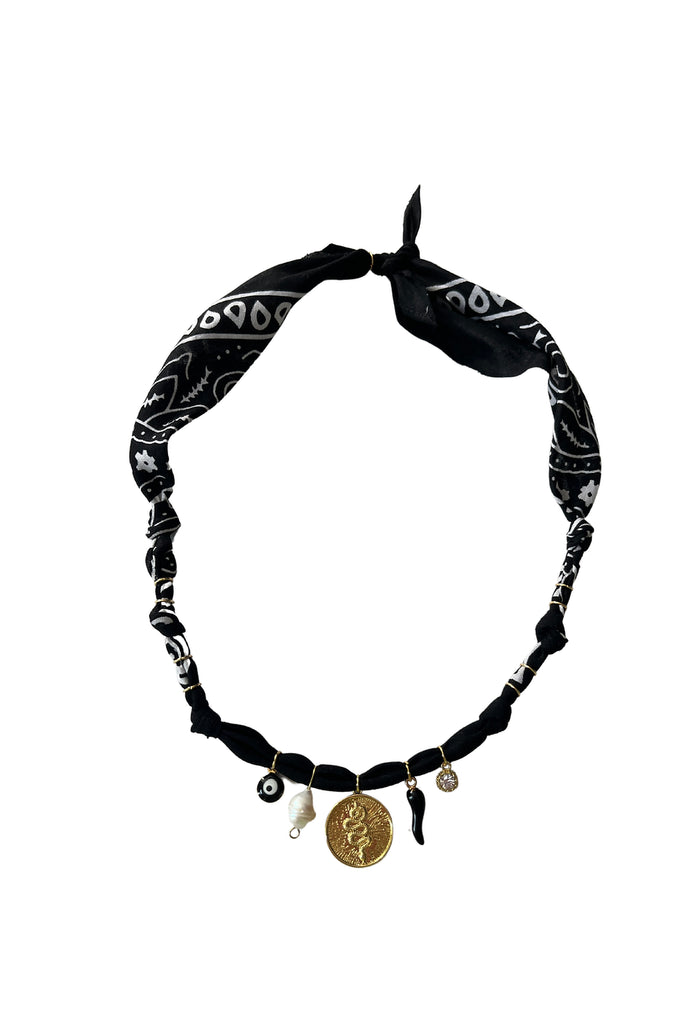 Collier medaille serpent Indi noir