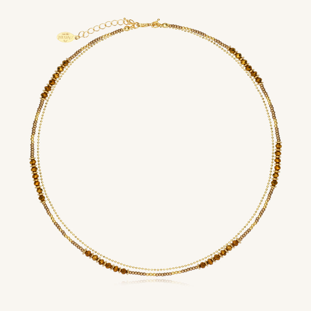 Bracelet Collier Santibé Divine 3 tours disque champagne