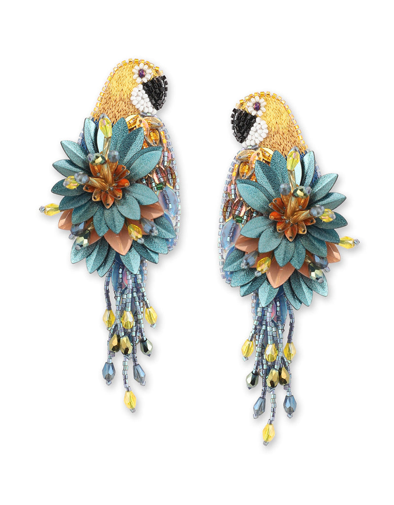 Boucles d'oreilles Olivia Dar Parrot Yellow Denim