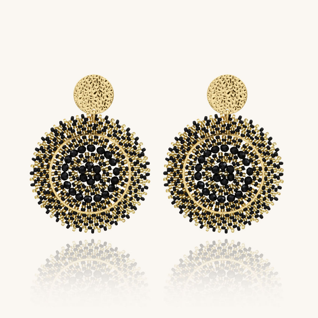 BOUCLES D'OREILLES SANTIBE ESPAGNOLA NOIR DORE