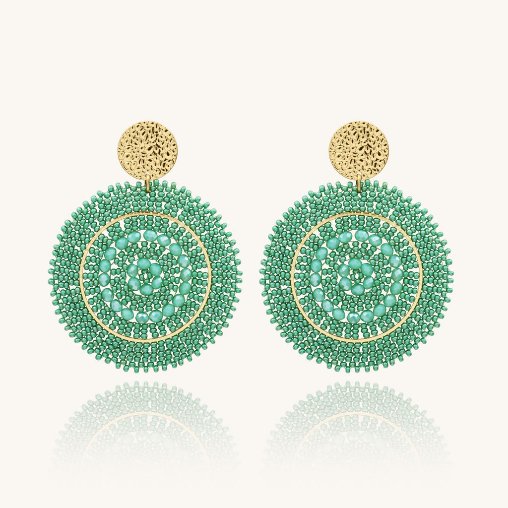 BOUCLES D'OREILLES SANTIBE ESPAGNOLA VERT D'EAU