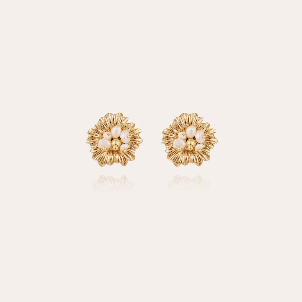 Gas Bijoux boucles d'oreilles puces Azalée dorées - Perles de culture