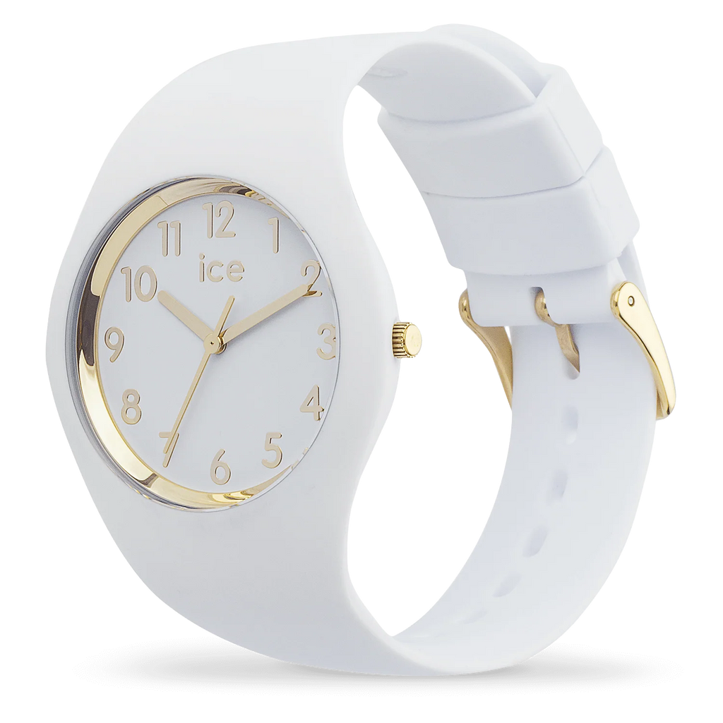 Montre ICE-Watch ICE Glam White Gold – Bracelet silicone blanc & détails dorés
