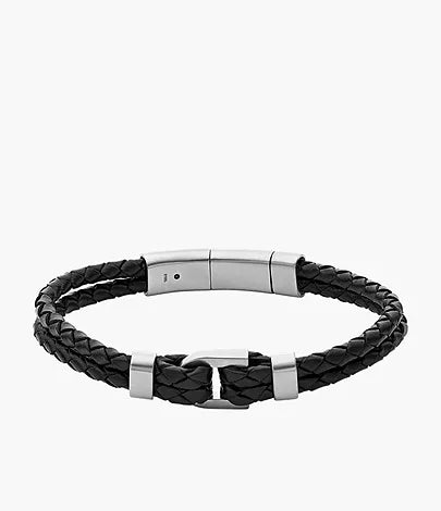 BRACELET FOSSIL HERITAGE D-LINK - CUIR NOIR JF04202040