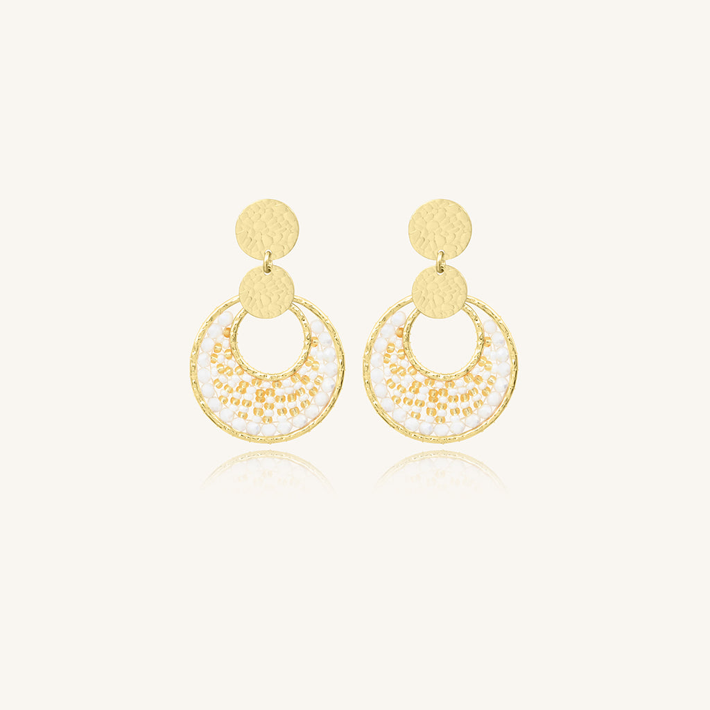 Boucles d'oreilles Mini Luna - Blanc Doré