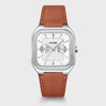 MONTRE CLUSE QUADRUS MULTIFUNCTION LEATHER LIGHT BROWN SILVER COLOUR