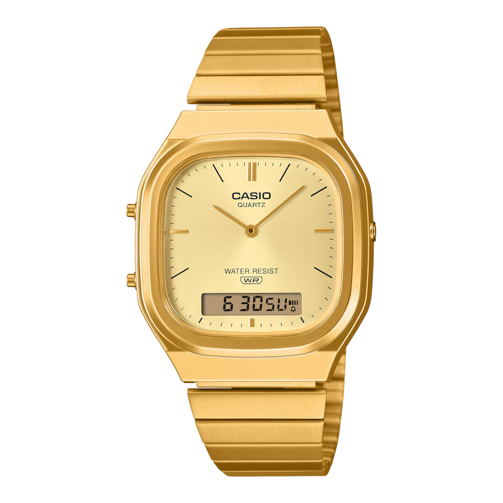 Montre Casio AQ-240EG-9A dorée, collection Edgy, affichage analogique et digital
