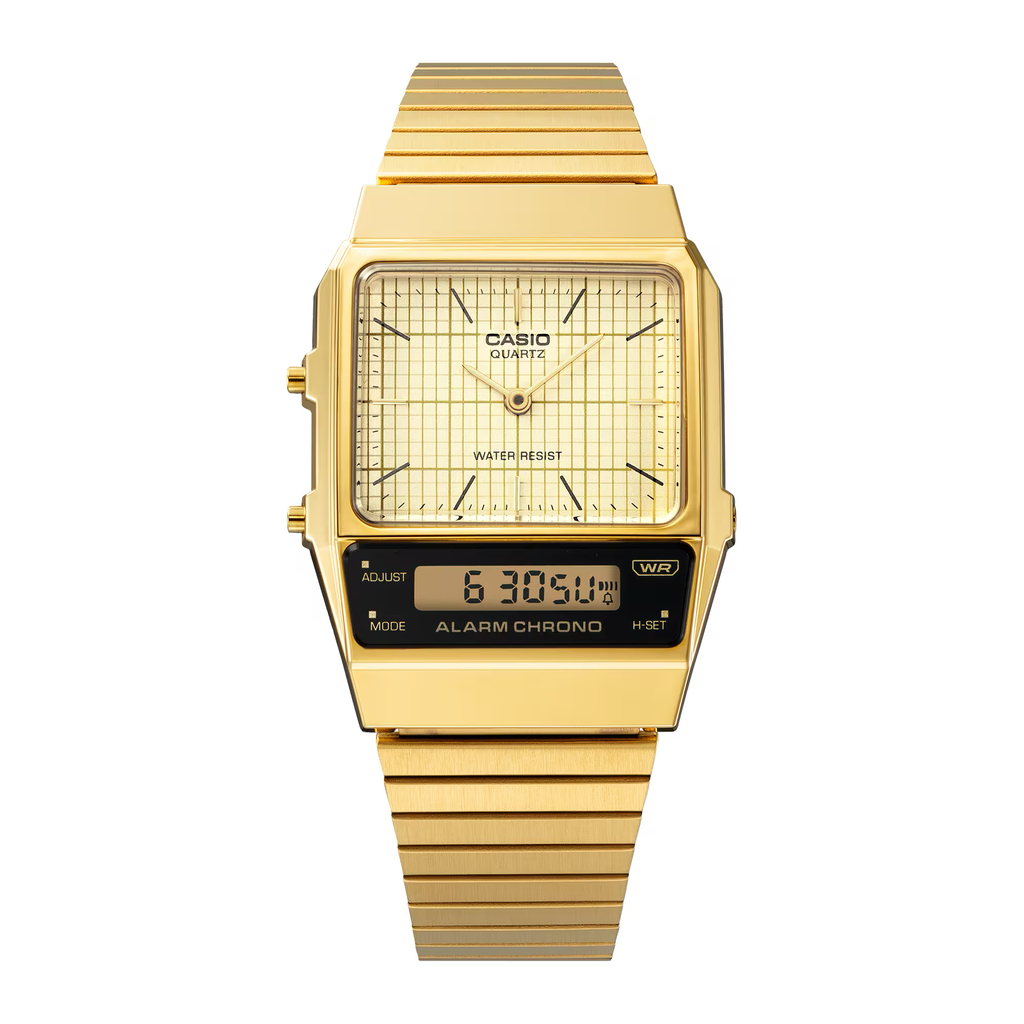Montre Casio AQ-800EG-9A Edgy Collection Design rétro doré 