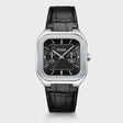 MONTRE CLUSE QUADRUS MULTIFUNCTION LEATHER BLACK SILVER COLOUR