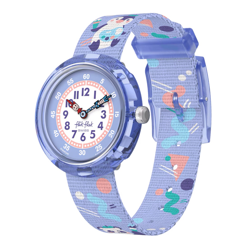 Montre enfant Flik Flak ARTY ANIMALS – décor pinceaux et animaux, cadran clair et pédagogique pour apprendre à lire l’heure