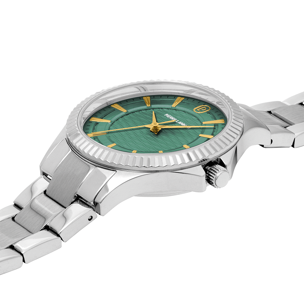 Montre Femme Pierre Lannier Métropolitain Argenté – Cadran Vert & Bracelet Acier Argenté