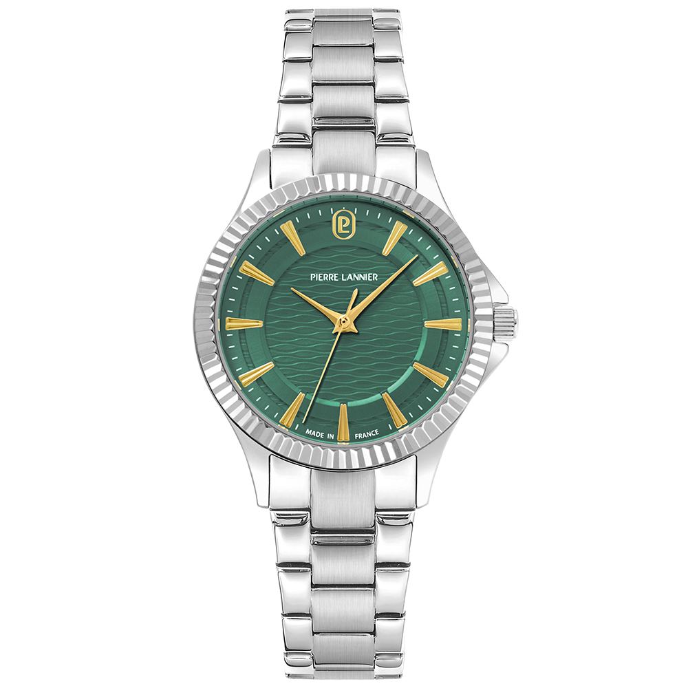 Montre Femme Pierre Lannier Métropolitain Argenté – Cadran Vert & Bracelet Acier Argenté