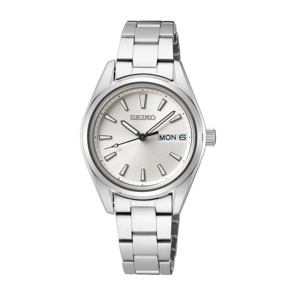 Montre Seiko SUR349P1 femme en acier, cadran clair et date à 3 h
