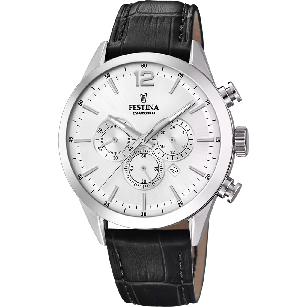 Montre Festina F20542/1 homme – cadran gris, boîtier acier, bracelet cuir. 