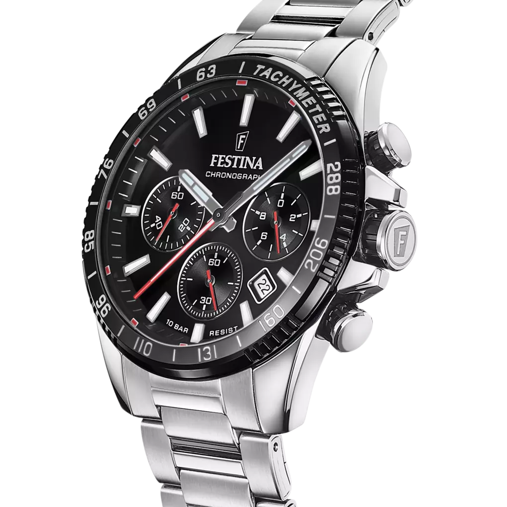 Montre Festina F20560/6 homme – cadran noir, boîtier et bracelet acier inoxydable