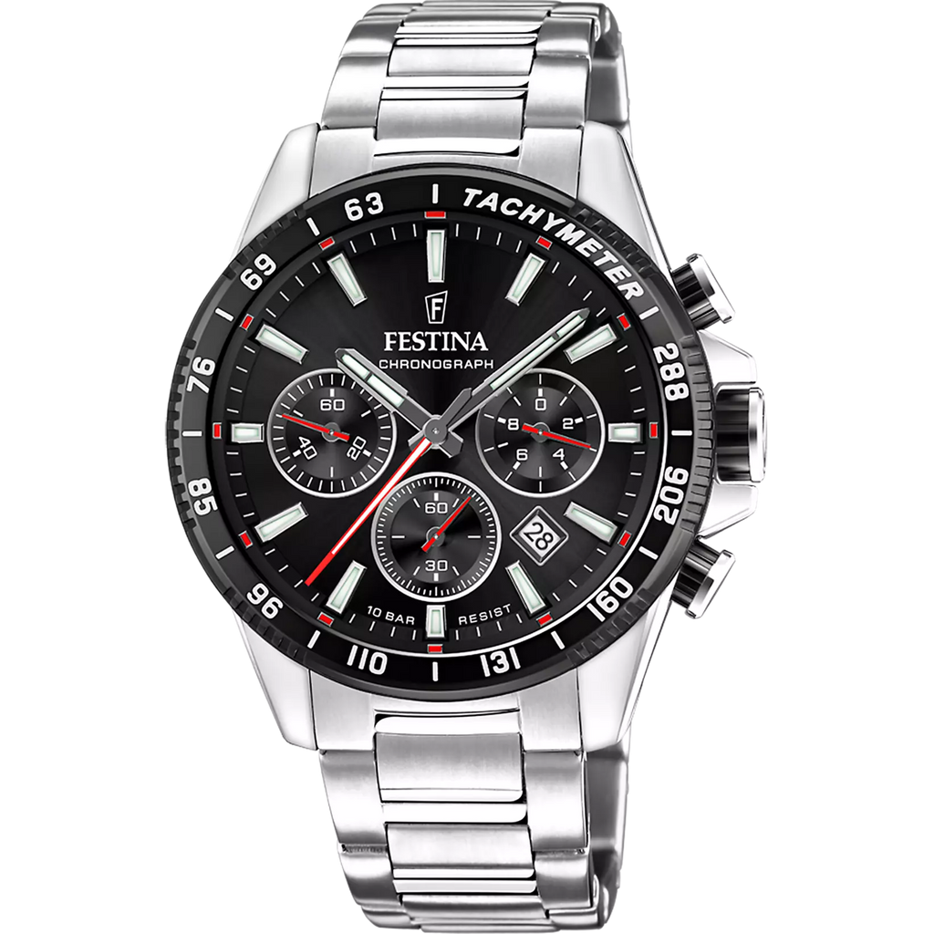 Montre Festina F20560/6 homme – cadran noir, boîtier et bracelet acier inoxydable